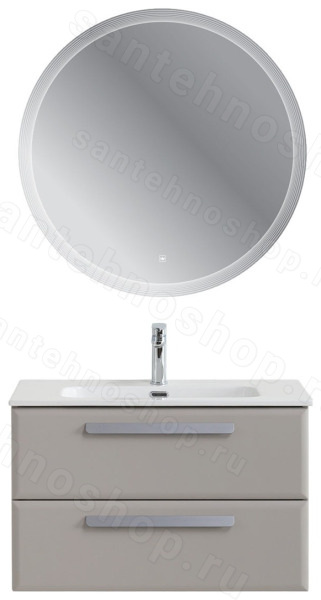 Тумба с раковиной Cezares Eco-cer-n 00-00021360 81x51 подвесная, серо-бежевая матовая 81x51 подвесная, серо-бежевая матовая