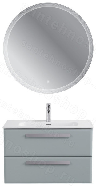 Тумба с раковиной Cezares Eco-cer-n 00-00021361 81x51 подвесная, серо-голубая матовая 81x51 подвесная, серо-голубая матовая
