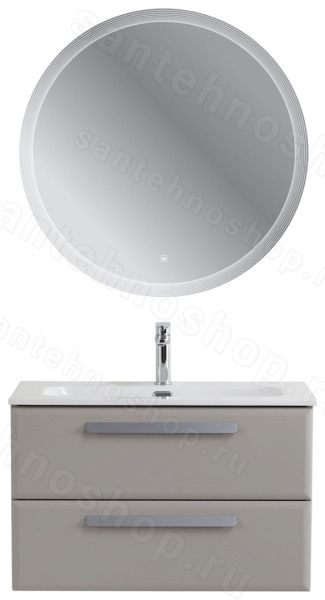 Тумба с раковиной Cezares Eco-cer-n 00-00021365 81x51 подвесная, серо-бежевая матовая 81x51 подвесная, серо-бежевая матовая