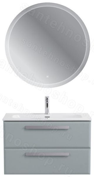 Тумба с раковиной Cezares Eco-cer-n 00-00021366 81x51 подвесная, серо-голубая матовая 81x51 подвесная, серо-голубая матовая