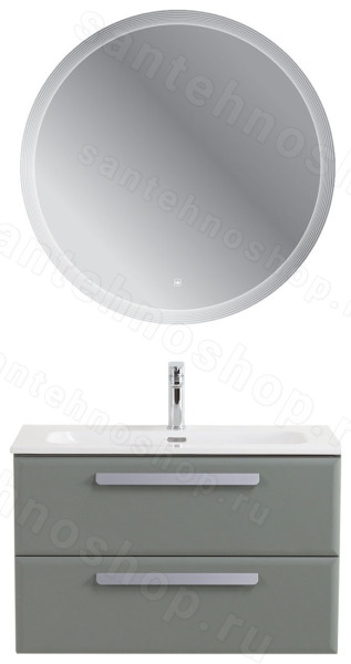 Тумба с раковиной Cezares Eco-cer-n 00-00021367 81x51 подвесная, серо-зеленая матовая 81x51 подвесная, серо-зеленая матовая