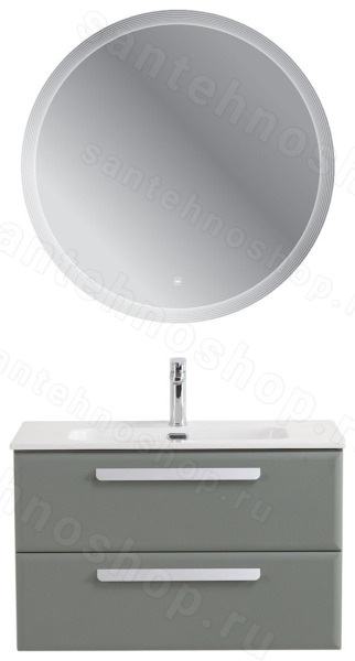 Тумба с раковиной Cezares Eco-cer-n 00-00021372 81x51 подвесная, серо-зеленая матовая 81x51 подвесная, серо-зеленая матовая