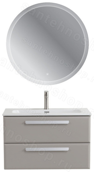Тумба с раковиной Cezares Eco-cer-n 00-00021375 81x51 подвесная, серо-бежевая матовая 81x51 подвесная, серо-бежевая матовая