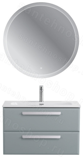 Тумба с раковиной Cezares Eco-cer-n 00-00021376 81x51 подвесная, серо-голубая матовая 81x51 подвесная, серо-голубая матовая