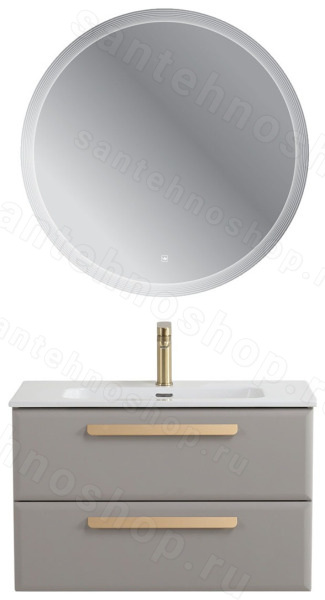 Тумба с раковиной Cezares Eco-cer-n 00-00021380 81x51 подвесная, серо-бежевая матовая 81x51 подвесная, серо-бежевая матовая