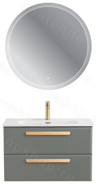 Тумба с раковиной Cezares Eco-cer-n 00-00021382 81x51 подвесная, серо-зеленая матовая 81x51 подвесная, серо-зеленая матовая