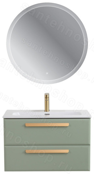 Тумба с раковиной Cezares Eco-cer-n 00-00021384 81x51 подвесная, светло-зеленая матовая 81x51 подвесная, светло-зеленая матовая