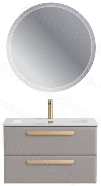 Тумба с раковиной Cezares Eco-cer-n 00-00021385 81x51 подвесная, серо-бежевая матовая 81x51 подвесная, серо-бежевая матовая