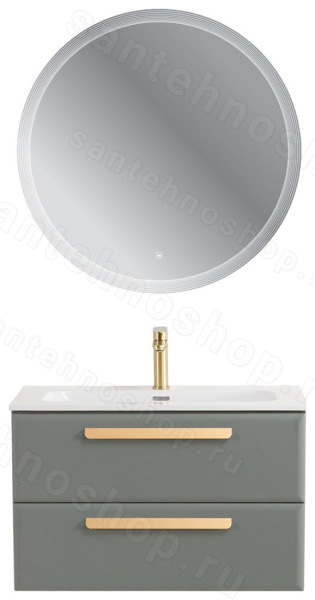 Тумба с раковиной Cezares Eco-cer-n 00-00021387 81x51 подвесная, серо-зеленая матовая 81x51 подвесная, серо-зеленая матовая