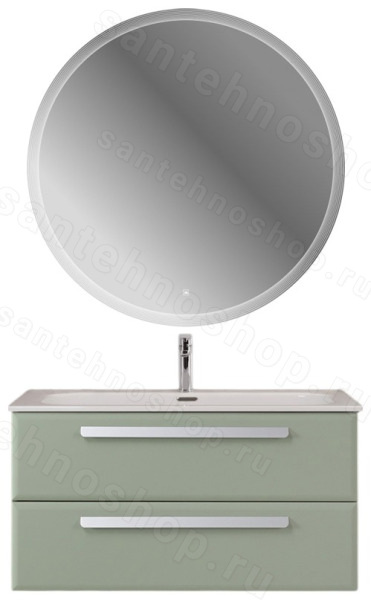 Тумба с раковиной Cezares Eco-cer-n 46078 101x51 подвесная, светло-зеленая матовая 101x51 подвесная, светло-зеленая матовая