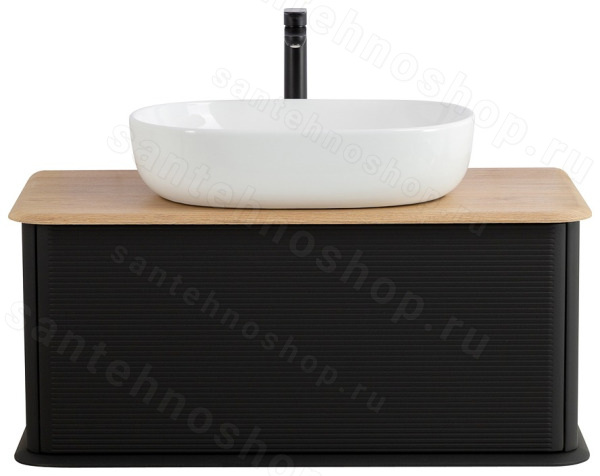 Тумба с раковиной Cezares Idra 00-00018408 98x43 подвесная, черная матовая 98x43 подвесная, черная матовая