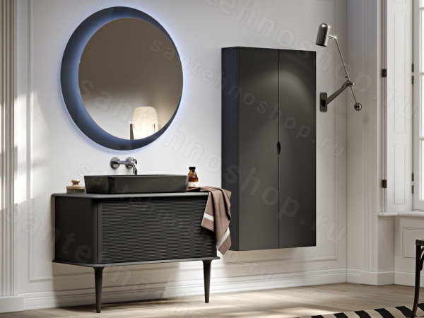 Тумба с раковиной Cezares Idra 00-00018409 98x43 подвесная, черная матовая 98x43 подвесная, черная матовая