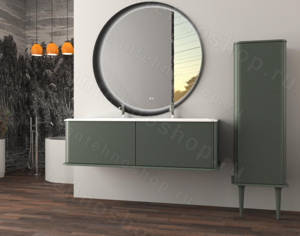 Тумба с раковиной Cezares Idra 00-00018417 144x44 подвесная, зеленая матовая 144x44 подвесная, зеленая матовая