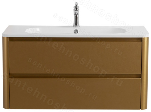 Тумба с раковиной Cezares Relax 00-00017138 100x52 подвесная, брашированное золото 100x52 подвесная, брашированное золото