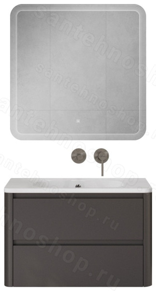 Тумба с раковиной Cezares Relax 00-00018922 80x52 подвесная, оружейная сталь 80x52 подвесная, оружейная сталь