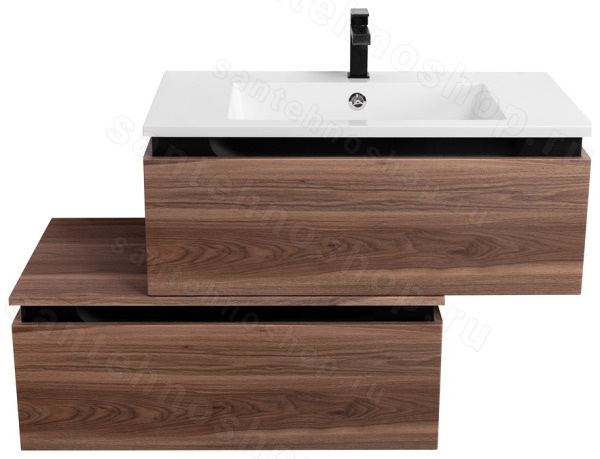 Тумба с раковиной Cezares Slider 00-00017111 100x31 подвесная, орех дымчатый 100x31 подвесная, орех дымчатый