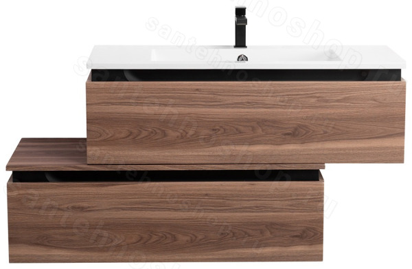 Тумба с раковиной Cezares Slider 00-00017115 100x31 подвесная, орех дымчатый 100x31 подвесная, орех дымчатый