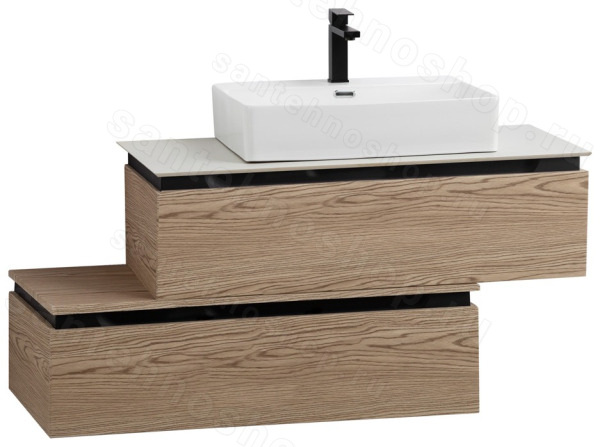 Тумба с раковиной Cezares Slider 00-00018463 101x62 подвесная, дуб тангент 101x62 подвесная, дуб тангент