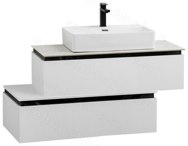 Тумба с раковиной Cezares Slider 00-00018464 101x62 подвесная, белая матовая 101x62 подвесная, белая матовая