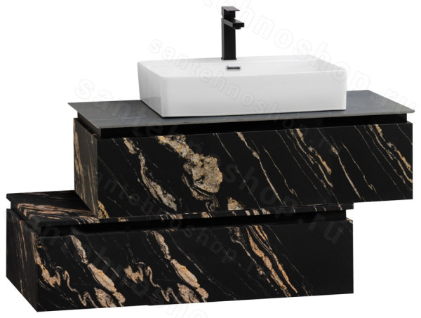 Тумба с раковиной Cezares Slider 00-00018470 101x62 подвесная, черный фьюжн 101x62 подвесная, черный фьюжн