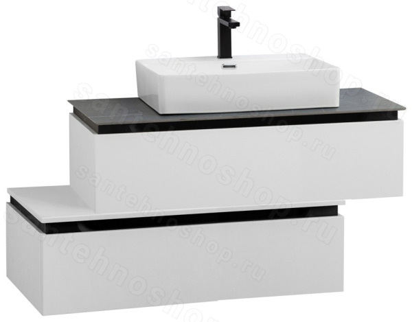 Тумба с раковиной Cezares Slider 00-00018472 101x62 подвесная, белая матовая 101x62 подвесная, белая матовая