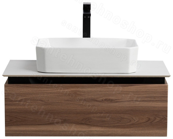 Тумба с раковиной Cezares Slider 00-00018473 81x30 подвесная, орех дымчатый 81x30 подвесная, орех дымчатый