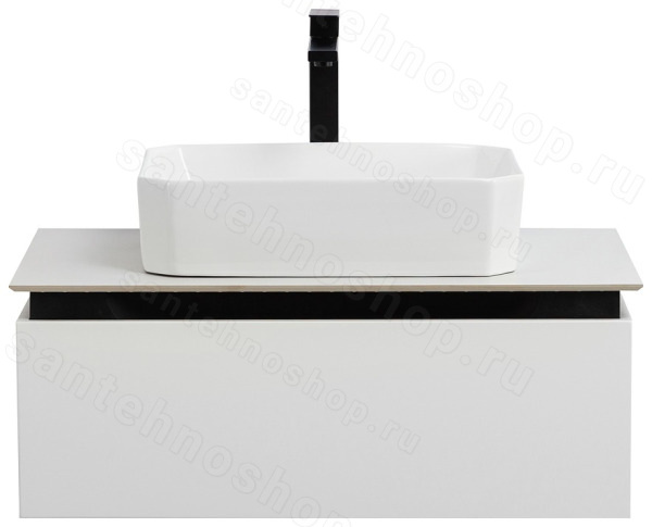 Тумба с раковиной Cezares Slider 00-00018476 81x30 подвесная, белая матовая 81x30 подвесная, белая матовая