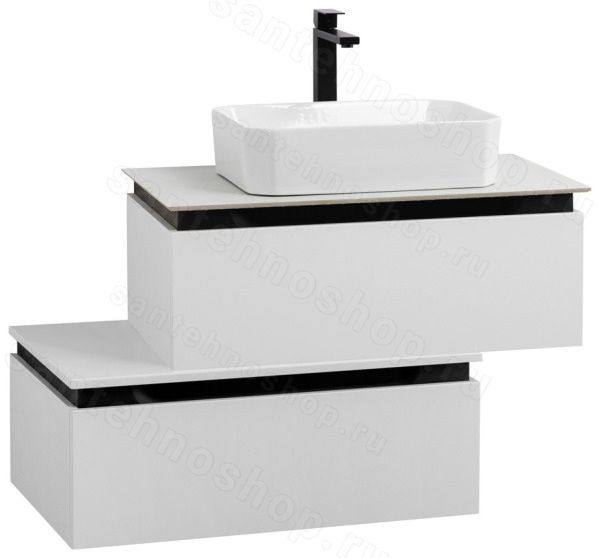 Тумба с раковиной Cezares Slider 00-00018480 81x62 подвесная, белая матовая 81x62 подвесная, белая матовая