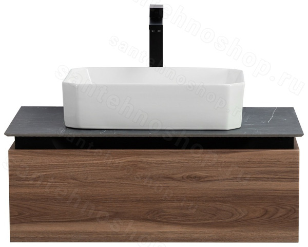 Тумба с раковиной Cezares Slider 00-00018481 81x30 подвесная, орех дымчатый 81x30 подвесная, орех дымчатый