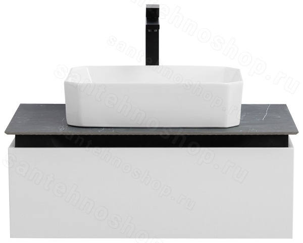 Тумба с раковиной Cezares Slider 00-00018484 81x30 подвесная, белая матовая 81x30 подвесная, белая матовая