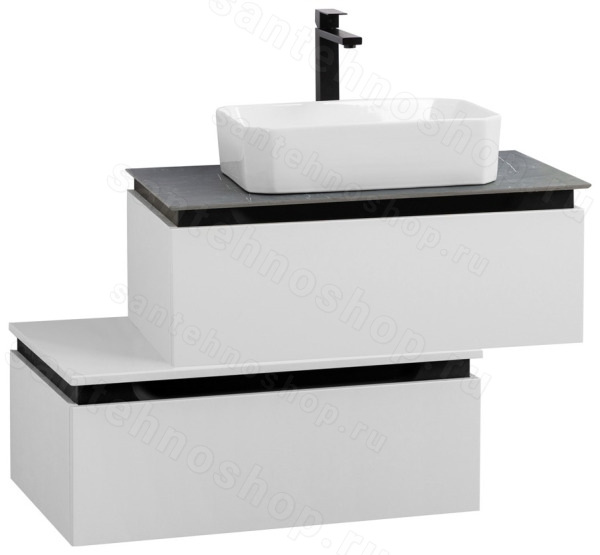 Тумба с раковиной Cezares Slider 00-00018488 81x62 подвесная, белая матовая 81x62 подвесная, белая матовая