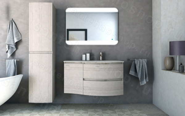 Тумба с раковиной Cezares Vague 00-00012777 104x56 подвесная, дуб выбеленный 104x56 подвесная, дуб выбеленный