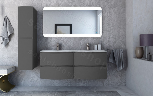 Тумба с раковиной Cezares Vague 00-00012797 138x56 подвесная, серо-коричневая матовая 138x56 подвесная, серо-коричневая матовая