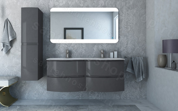 Тумба с раковиной Cezares Vague 00-00012798 138x56 подвесная, антрацит 138x56 подвесная, антрацит