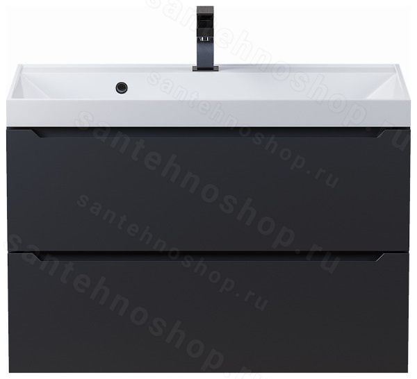Тумба под раковину Uperwood Tanos 291020232 80x45 подвесная, черная матовая 80x45 подвесная, черная матовая
