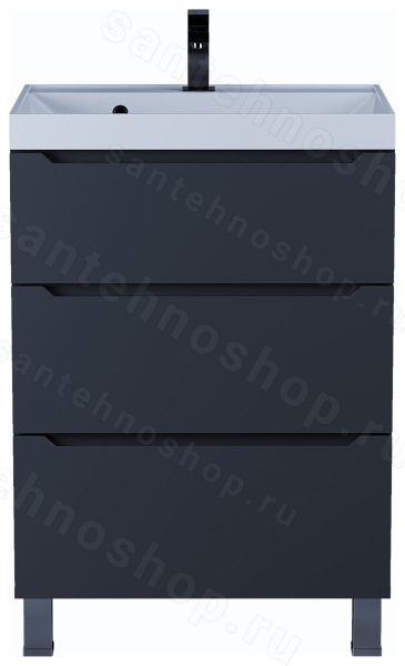 Тумба под раковину Uperwood Tanos 291020332 60x45 напольная, черная, 3 ящика 60x45 напольная, черная, 3 ящика