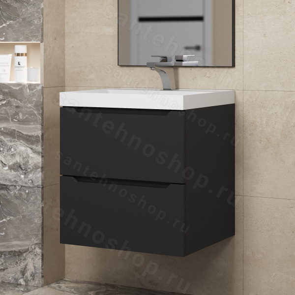 Тумба под раковину подвесная Uperwood Tanos NEW 2191020001 50x45, черная 50x45, черная