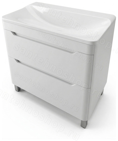 Тумба с раковиной Uperwood Ocean KOceanF80w2 80x45 напольная, белая, 2 ящика 80x45 напольная, белая, 2 ящика