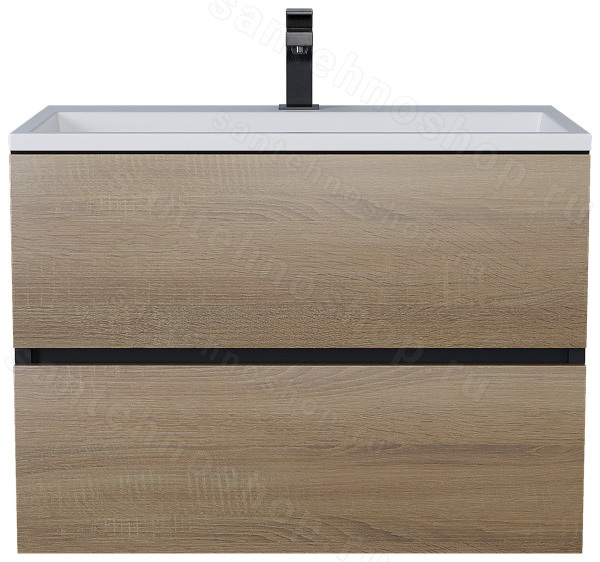 Тумба под раковину Uperwood Barsa 2930205157 70x45 подвесная, черная/дуб сонома 70x45 подвесная, черная/дуб сонома
