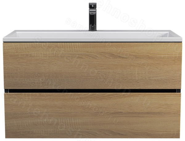 Тумба под раковину Uperwood Barsa 2937205253 90x45 подвесная, черная/дуб сонома 90x45 подвесная, черная/дуб сонома