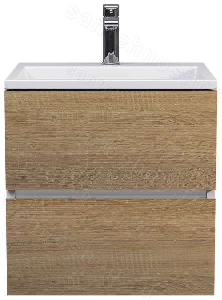 Тумба с раковиной Uperwood Barsa 29830205646 50x45, раковина белая подвесная тумба белая/дуб соно 50x45, раковина белая подвесная тумба белая/дуб сонома
