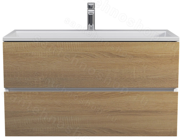 Тумба с раковиной Uperwood Barsa 29830205648 90x45, раковина белая подвесная тумба белая/дуб соно 90x45, раковина белая подвесная тумба белая/дуб сонома