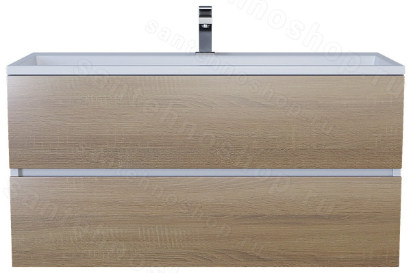 Тумба с раковиной Uperwood Barsa 293020535 100x45, раковина белая подвесная тумба белая/дуб соном 100x45, раковина белая подвесная тумба белая/дуб сонома