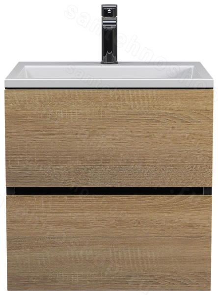 Тумба с раковиной Uperwood Barsa 29830205647 50x45, раковина белая подвесная тумба черная/дуб сон 50x45, раковина белая подвесная тумба черная/дуб сонома