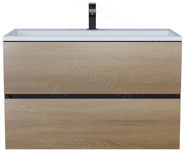 Тумба с раковиной Uperwood Barsa 293020543 80x45, раковина белая подвесная тумба черная/дуб соном 80x45, раковина белая подвесная тумба черная/дуб сонома