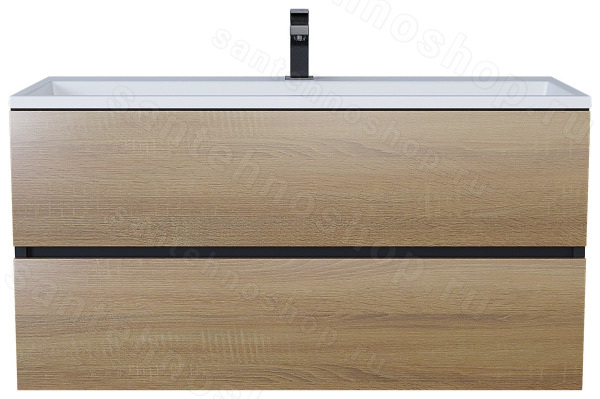 Тумба с раковиной Uperwood Barsa 293020544 100x45, раковина белая подвесная тумба черная/дуб соно 100x45, раковина белая подвесная тумба черная/дуб сонома