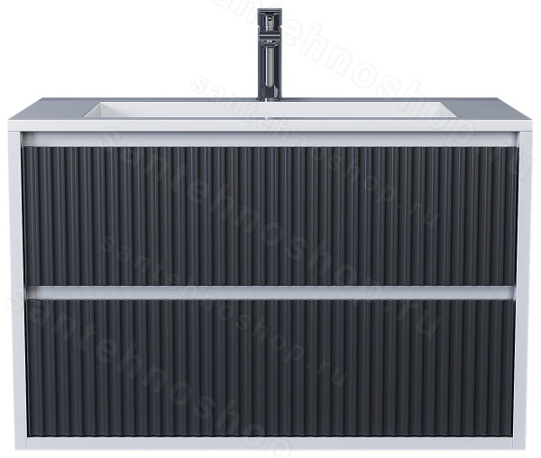Тумба с раковиной Uperwood Next Premium 3930205167 80x45 подвесная, белая/графит, 2 ящика 80x45 подвесная, белая/графит, 2 ящика