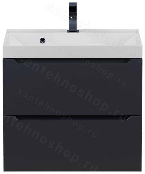 Тумба с раковиной Uperwood Tanos 291020252 60x45 подвесная, матовая, черная 60x45 подвесная, матовая, черная