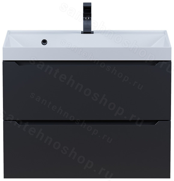 Тумба с раковиной Uperwood Tanos 291020253 70x45 подвесная, матовая, черная 70x45 подвесная, матовая, черная