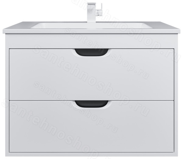 Тумба с раковиной Uperwood Modul 393020560 80x45 подвесная, матовая, белая/графит 80x45 подвесная, матовая, белая/графит